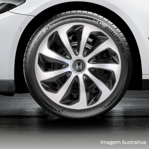 Jogo 4 Calotas Esportivas Velox Preto/Prata aro15 HOND Fit City Civic