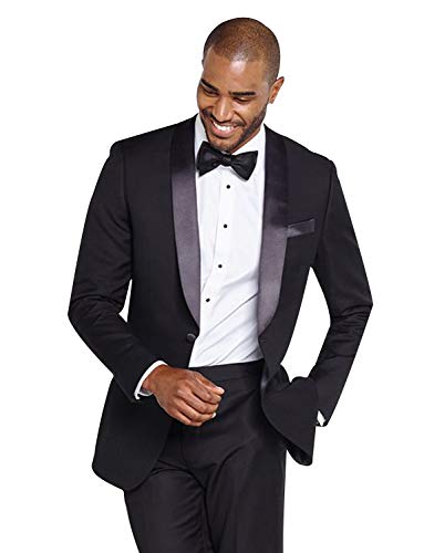 Kromoc Men's 2-Piece Shawl Lapel Suit Business Wedding Party Jacket & Trousers