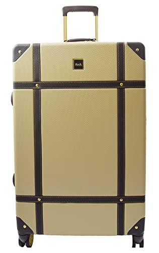 Valise de voyage rétro à 8 roues House Of Leather grand bagage rigide doré 78cm