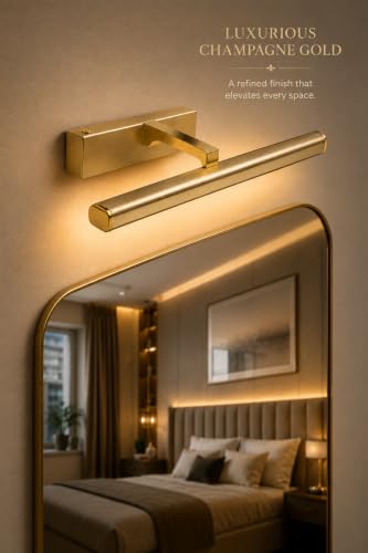 Image of FILLISKA Modern LED Picture /Dressing /Vanity /Bathroom /Mirror Light with 3 Step Light Mode & Adjustable Head (White,Warm White and Neutral White) (Champagne Gold 20Watt-9655)