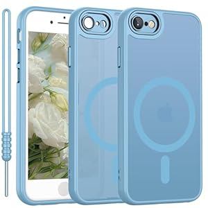 für iPhone SE 2022 2020 (SE 2/3) Hülle kompatibel mit MagSafe, Hanyhülle für iPhone 8 7 Magnetisch Dünn Matte Touch Kameraschutz, Anti-Gelb rutschfest Kratzfest Schutz Stoßfest Hülle Hell Blau