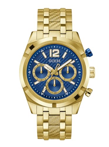 Guess Men's 44mm Watch - Gold-Tone Bracelet Blue Dial Gold-Tone Case
