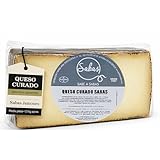 SABE A SABAS Queso Curado Mezcla Manchego Picantito 1,5 Kg Leche Cruda Vaca Cabra Oveja Media Pieza Gourmet Artesano Sabor Intenso Tabla Aperitivo Regalo Cesta Delicatessen Premium Fino Oro
