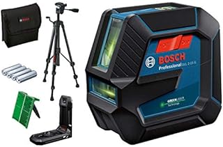 Bosch Professional Linienlaser GLL 2-15 G (grüner Laser, Halterung LB 10, Stativ BT 150, sichtbarer Arbeitsbereich: bis 15 m, 4x AA-Batterie, in Kartonschachtel)