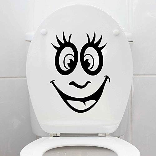 Toilet Seat Decal Funny Sticker Vinyl Face Character Bathroom Wall Door Sign WC