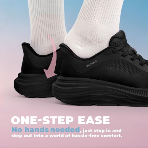 Image of Vilanva Women's Comfortable Walking Shoes Cushion Running Tennis Shoes Non-Slip Workout Gym Athletic Breathable Trendy Fashion Sneakers
