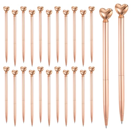 PATIKIL stylos cœur métal 24 pièces or rose encre noire