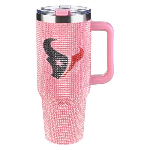 The Memory Company Officially Licensed 40oz Pink Bling Game Day Tumbler, Houston Texans