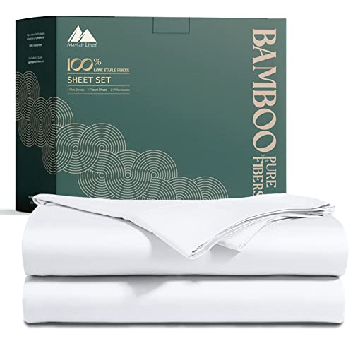 Mayfair Linen Cooling Bamboo Sheet Set, 4 Piece Sheets Set for Queen Pillows, with Deep Pocket