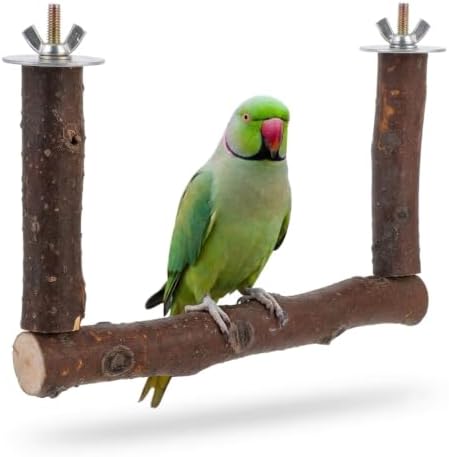 Milisten Parrot Stand Natural Wood Bird Perch Platform Medium Size Bird Stand for Cage Grinding Claw Toy