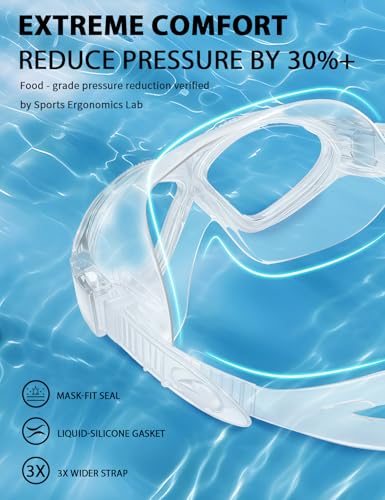 Image of Adult Swim Goggles, Liquid Silicone Anti Fog Swimming Goggles for Men and Women with Anti-Fog /UV & 180 Clear View