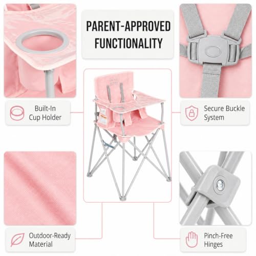 Image of ciao! baby Portable High Chair, for Travel and Camping, Blush