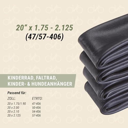 Prophete Fahrradschlauch mit Autoventil, passend für 20 x 1,75 bis 20 x 2,125 Zoll, ETRTO: (47-406,50-406,54-406,57-406)