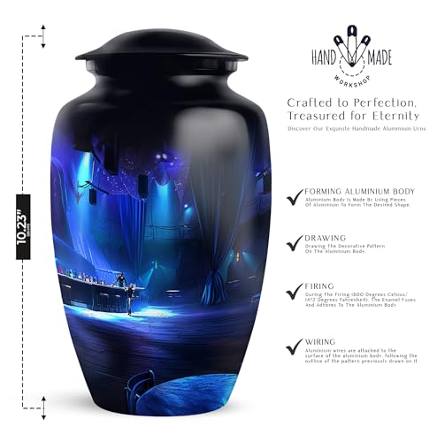 Image of Personalized Banquet Hall - Burial Urn For Mom & Dad - Large Urn For Ashes Adult Male - Funeral Ashes Urn - Cremation Urns - 10 Inch - Large With Velvet Bag - Decorative Urns For Human Ashes