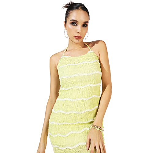 Image of PINACOLADA Women's Solid Dress for Casual Wear | Regular Sleeve | Quality Stretchable Fabric | Dress Crafted with Enhanced Stretch and Comfort Fit for Everyday Wear