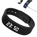 RITHEM Vibrating Alarm Clock Watch, Magnetic Charging Waterproof Bracelet Wrist Alarms, Silent Wake up Smart Alarms Wristband, Wearable Vibration Wrist Clocks Sleep Wristband for Heavy Sleeper(Black)