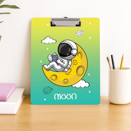 Image of Clipboard Drawing, Writing, Exam Board with Clip (Size - 24x36 cm) Sturdy, Lightweight for Office, School, College - Space Moon