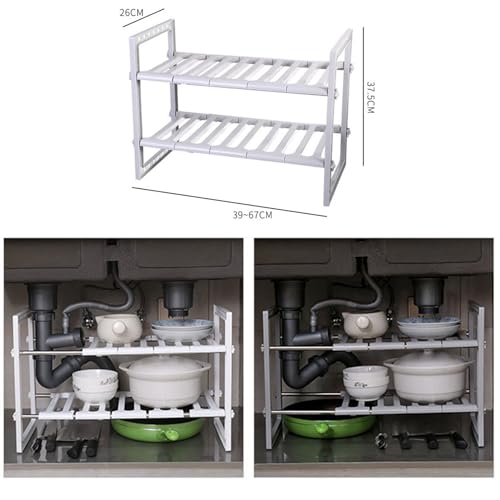 Organizador de Cajones, Organizador de Baño, Estante Retráctil de Doble Capa para Bajo Fregadero, Estante Multifuncional para Almacenamiento en Gabinete para Cocina y Baño miniatura 6