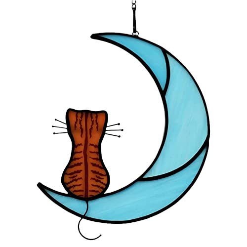 sol para gatos,Apanhador sol vitral gato - Decoração gato com vitral artesanal para janela, 2D A/r