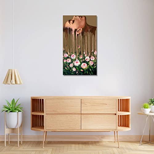 Image of RANGOLI 100% Cotton Stretched Canvas Painting 400 GSM, Framed Brain Rose Canvas Abstract Wall Art for Living Room, 3D Paintings for Wall Decor (18 x 30 Inch With Frame)