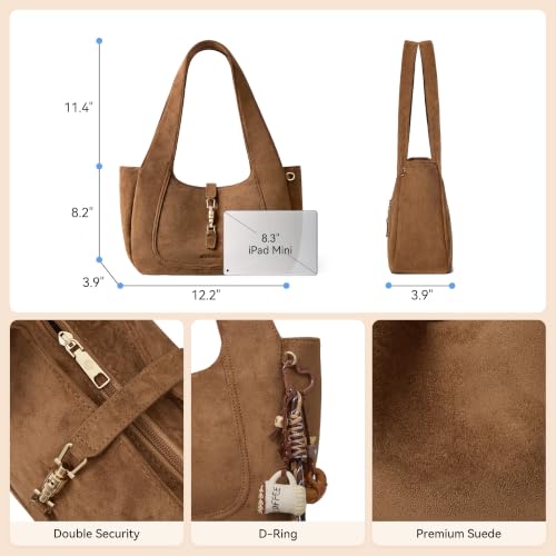 Image of BOSTANTEN Suede Shoulder Bag for Women Vintage Purse Dumpling Tote