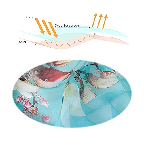 STORY OF SHANGHAI Sciarpa di 100% Seta da Donna Foulard Chiffon con Fantasie Orientale Semi-Trasparente