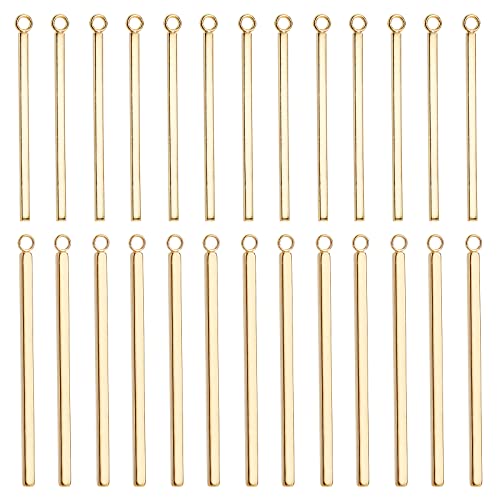 UNICRAFTALE 24 Uds 2 tamaños Colgante Vertical Dorado 304 Colgantes de Barra de Acero Inoxidable Collar Dijes Colgante para Fabricación de Joyas Agujero de 1.8~2mm