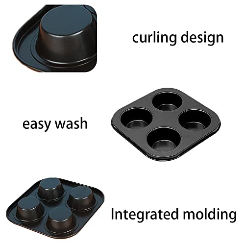 XUELIYUN Yorkshire Pudding Tray Twin Pack Muffin Tin Cookware 4 Cup for Baking Pastries (Free Brush, Black, 18cm x 22cm x 2.5cm - Image 3