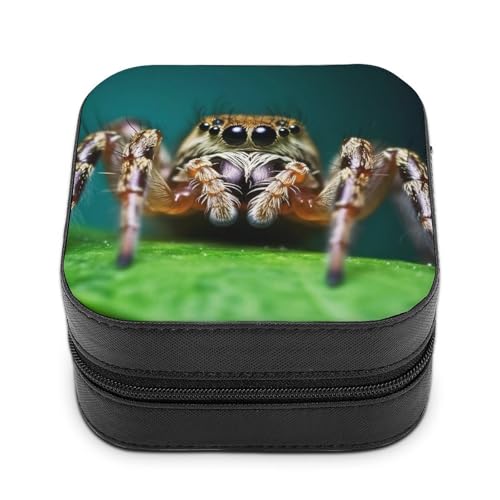 VFMNT Wildlife Spider Jewelry Box with Zipper Portable PU Leather Jewelry Case Travel Jewelry Box Organizer Display Storage Case for Rings Earrings Necklace Gifts