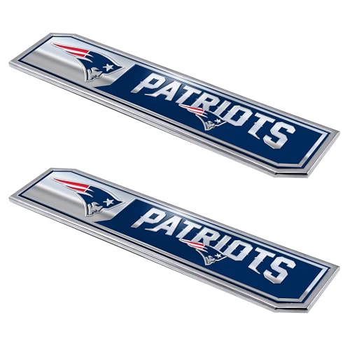 FANMATS NFL - New England Patriots 2 Piece Heavy Duty Alumnium Truck Emblem Set, Blue, 1.75" x 8"
