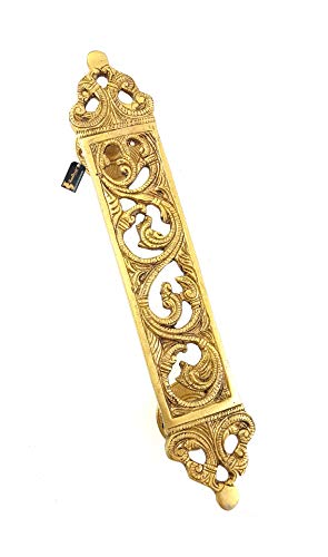 Two Moustaches Ethnic Indian Design Carved 11.5 Inches Brass Door Handle, Main Door Handle, Door Pulls, Handle for Home & Office, Standard, Pack of 1