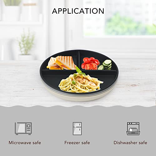 Greenandlife 9 Inch (4Pcs) Unbreakable Divided Plates For Kids Adults, Dishwasher & Microwave Safe Compartment Plates, Lightweight Reusable Plastic Portion Control Plates, Bpa Free And Healthy #TOP2