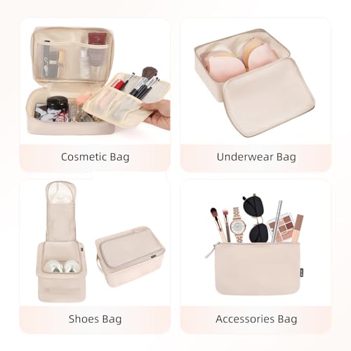 BAGAIL 8 Set Packing Cubes Luggage Packing Organizers for Travel Accessories-Cream - Image 4