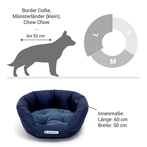Doctor Bark Hundekorb rund, Hundebett für größere Hunde, Kuschelbett mit flauschigem Wendekissen, orthopädisch, waschbar bis 95°C (L - 60x50 cm, Königsblau)