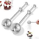 Mehl-Staubwedel zum Backen, 304 silberfarbener Edelstahl, Mehlpulver-Filterlöffel, Bäckerstäuber für Zucker, Mehl, Gewürze, Mehl, Zucker, Pulver, Löffel, Küchenutensilien, Backutensilien