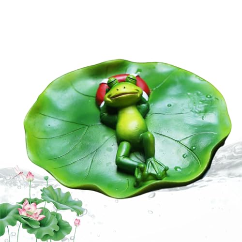 Rana flotante para adornos de estanque,Estatua de rana de jardín, adornos flotantes de agua,estatua de rana flotante de resina, bonita escultura de rana de pesca para jardín,estanque,decoración-C