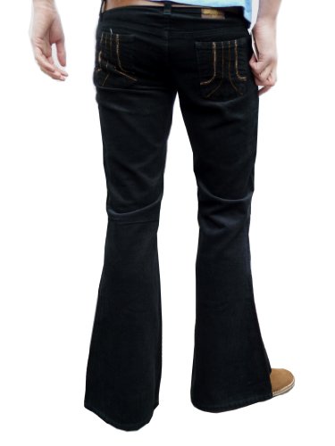 Mens Retro Black Bell Bottoms Cord Flares Vintage 60S 70S Style (30W34L)3