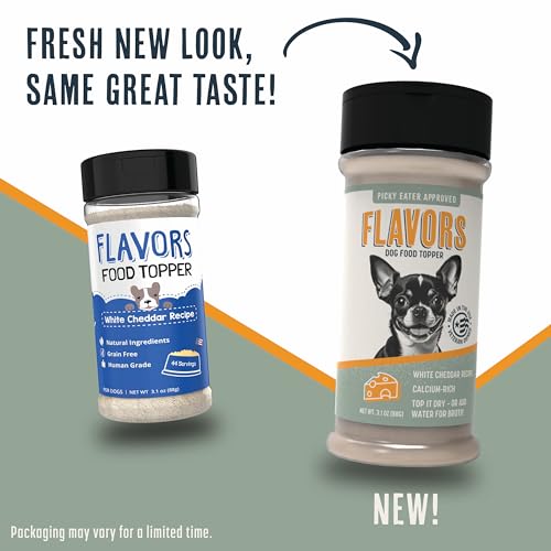 Image of BEAUMONT BASICS Flavors Food Topper for Dogs, Delicious Seasoning for Dog Food, Natural, Grain-Free Kibble Seasoning and Treat Mix for Picky Dogs and Puppies, White Cheddar Recipe, 3.1-Ounce