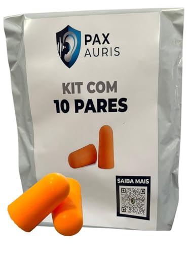 Kit 10 Pares Protetor Auricular de Espuma Moldável | Tampão de Ouvido para Dormir, Estudar, Viajar e Redução de Ruído | Abafador Contra Ronco - Pax Auris