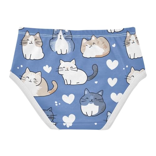 Wusikd Cute Cats White Girls' Underwear Cotton Heart-shaped Girls Briefs Soft Toddler Underwear 2T2