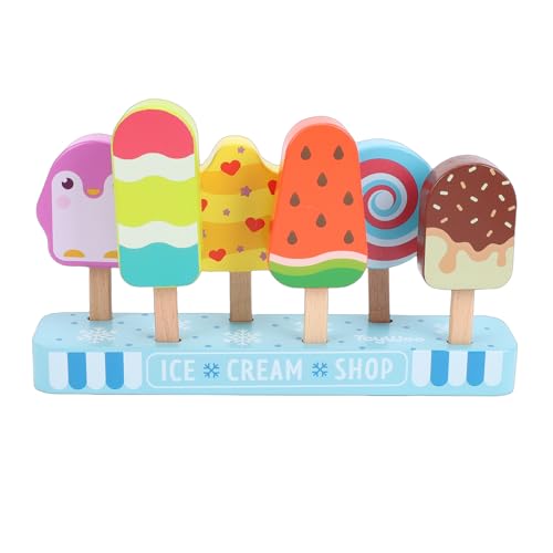 [DIVERTIMENTO EDUCATIVO SUL GELATO] Accendi la creatività con questo set di gelati in legno, perfetto per i bambini dai 3 anni in su. Incoraggia il pensiero logico e il gioco di ruolo interattivo.