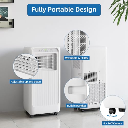 8.000 BTU Tragbare Klimaanlage, 3-in-1 tragbare Klimaanlage, kühlt bis zu 350 Quadratmeter, leise Klimaanlage mit schneller Kühlung, spart-6