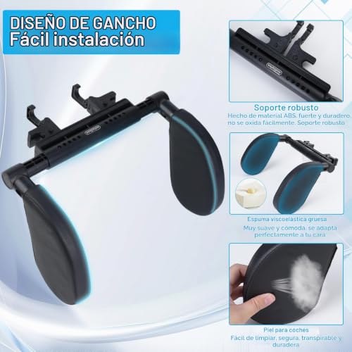 Miniatura 3 de Alaoo Reposacabezas Coche,Reposacabezas Lateral Del Coche, 360 Grados Ajustable Cuero Transpirable Apoya Cabeza Coche, Para Reposacabezas Del Asiento Del Coche, Niños Adultos Soporte Para La Cabeza