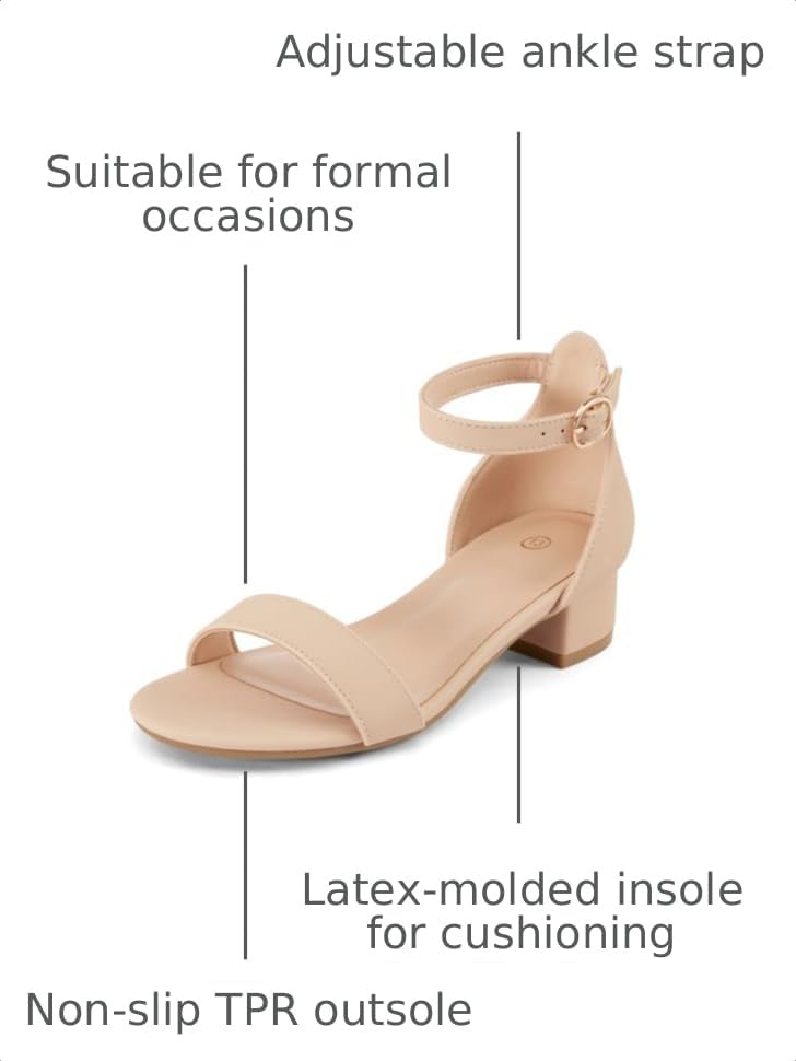 Image of K KomForme Girls Sandals Low Heels Dress Pump Ankle Strap Open Toe Wedding Party Shoes(Toddler /Little Kids /Big Kids)