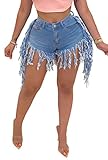 LaiyiVic Women's Denim Shorts High Waisted Frayed Raw Hem Ripped Short Jeans