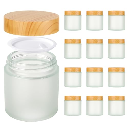 Hoa Kinh 4oz Glass Jars with Lids 12 Pack Frosted Empty Small Cosmetic jar