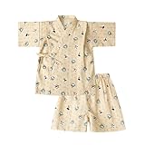 [SHELISTEN] 甚平 男の子 子供 浴衣 着物 夏祭り 花火大会 可愛い 子供の日 上下セット 100-150（シロウチワ，150）