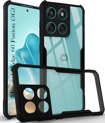 Image of Jkobi Back Cover Case for Motorola Moto Edge 60 Fusion (Shockproof with Polycarbonate Clear Panel | Professional Black)