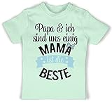 Baby T-Shirt Mädchen Jungen - Muttertag - Mama ist die Beste II - 3/6 Monate - Mintgrün - erste muttertagsgeschenk muttertagsstrampler muttertags Best mom Tshirt muttertagsbody - BZ02