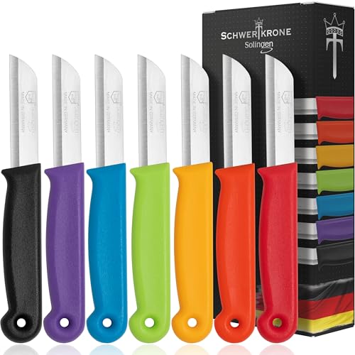 Cuchillo Pelador 7 Afilados Cuchillos de Cocina Juego de Cuchillos para Frutas Alemania Solingen con Hoja Afilada y Precisa de Acero Inoxidable